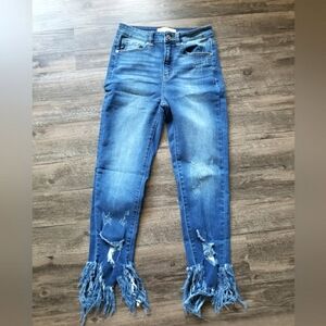 Kancan Distressed Ankle Medium Wash Denim Jeans
